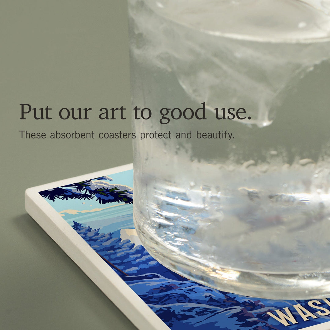 Washington, Ski Lift Above The Trees, Coasters Coasters Lantern Press