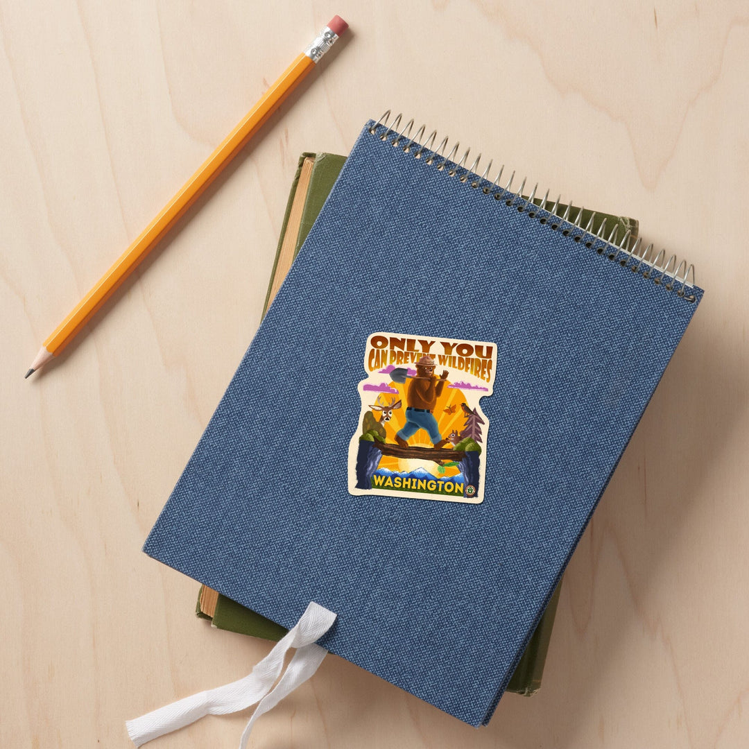 Washington, Smokey Bear and Friends, Only You, Mid-Century Inspired, Contour, Vinyl Sticker Sticker Lantern Press