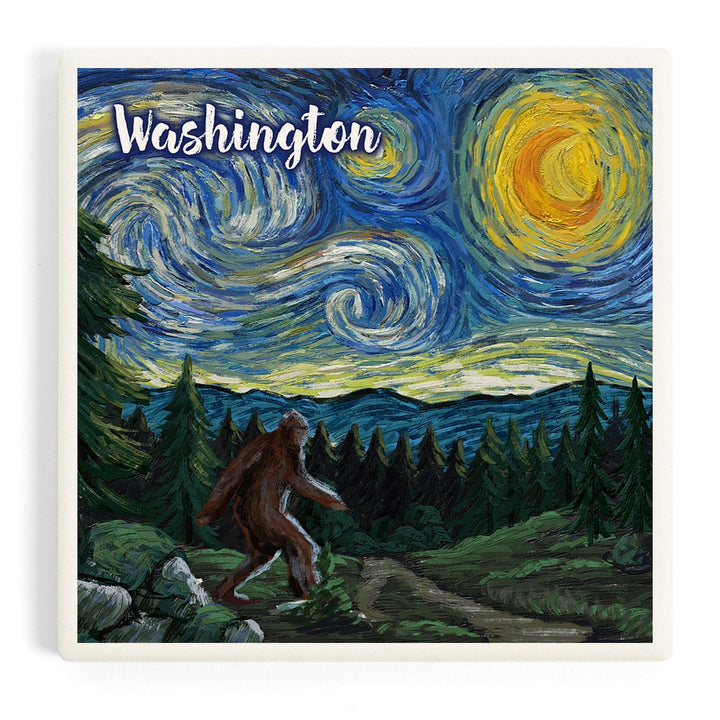 Washington, Starry Night, Bigfoot, Coasters Coasters Lantern Press