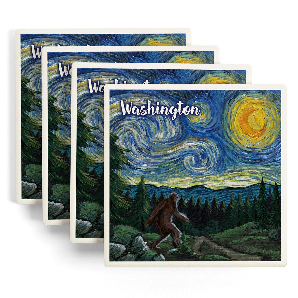 Washington, Starry Night, Bigfoot, Coasters Coasters Lantern Press
