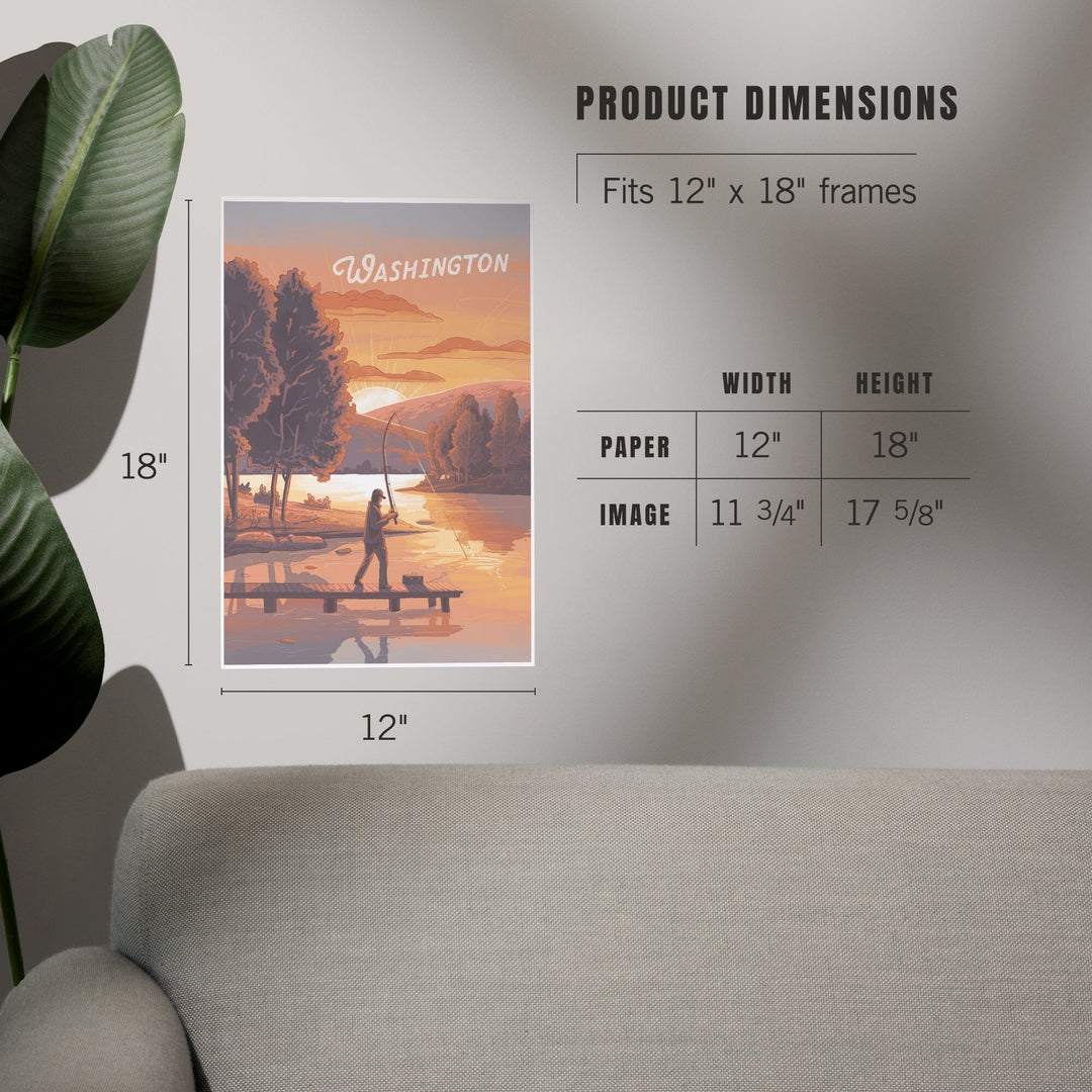 Washington, This is Living, Fishing with Hills, Art & Giclee Prints Art Lantern Press