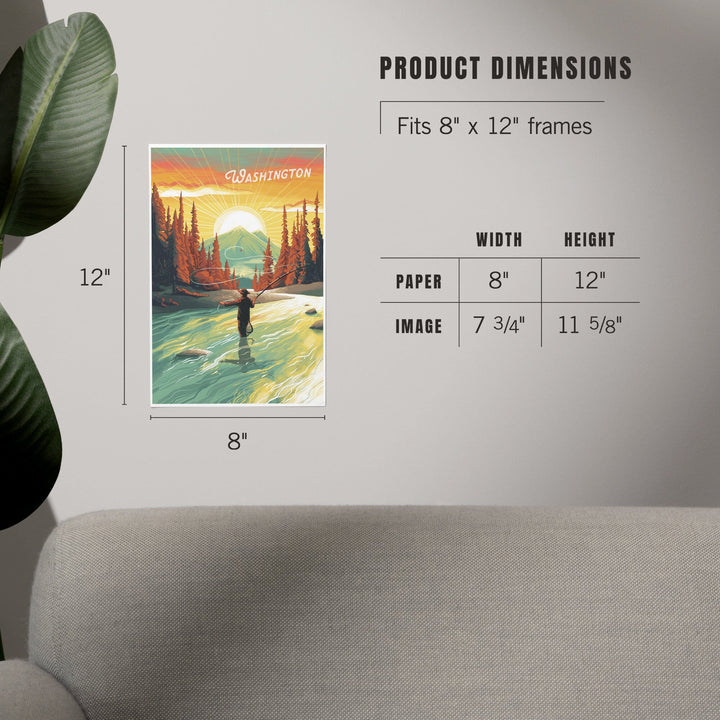 Washington, This is Living, Fishing with Mountain, Art & Giclee Prints Art Lantern Press