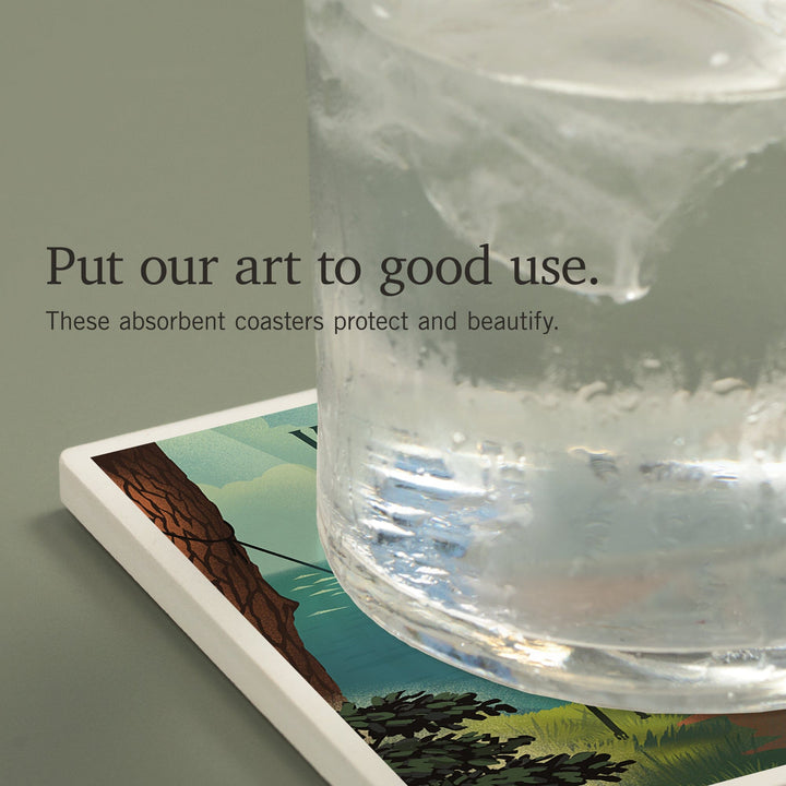 Washington, Today's Office, Coastal Series, Hammock on Beach, Coasters Coasters Lantern Press