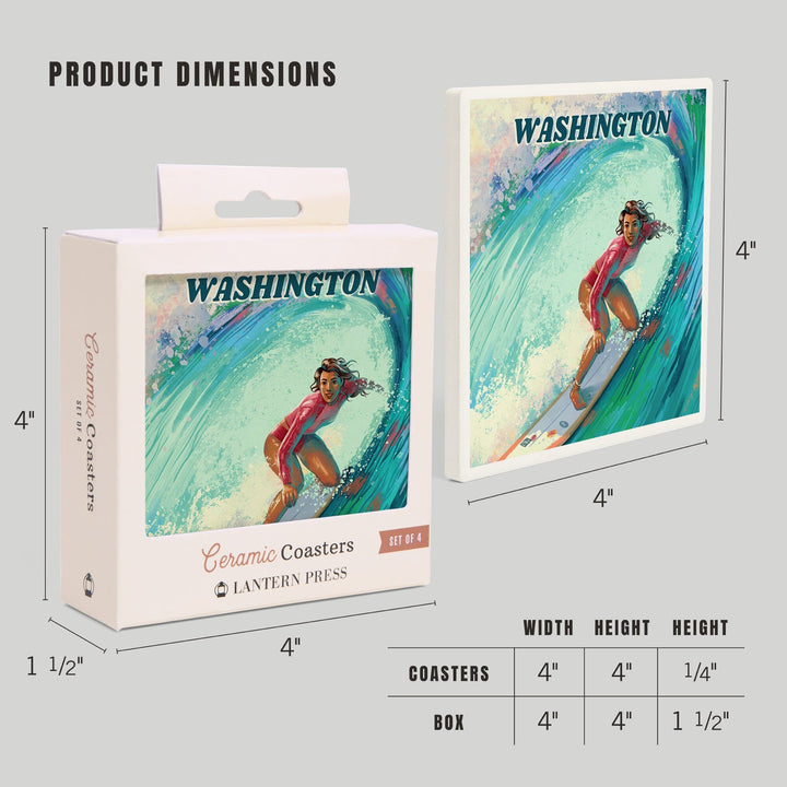 Washington, Vitamin Sea, Coastal Series, Surfer Girl, Coasters Coasters Lantern Press