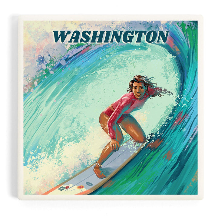 Washington, Vitamin Sea, Coastal Series, Surfer Girl, Coasters Coasters Lantern Press