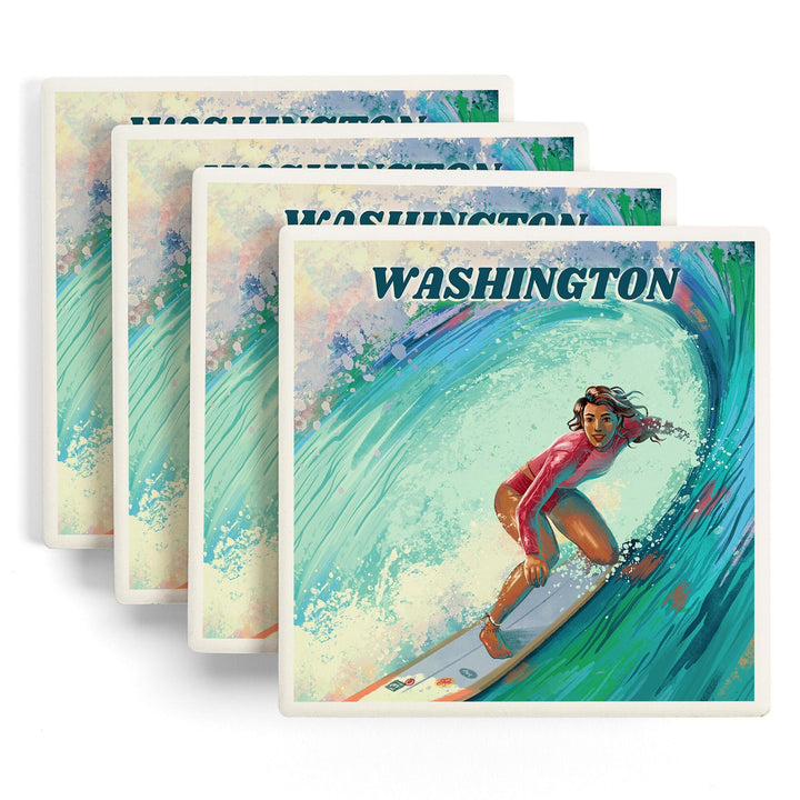 Washington, Vitamin Sea, Coastal Series, Surfer Girl, Coasters Coasters Lantern Press