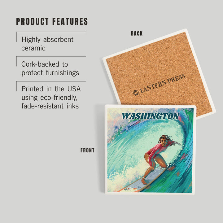 Washington, Vitamin Sea, Coastal Series, Surfer Girl, Coasters Coasters Lantern Press