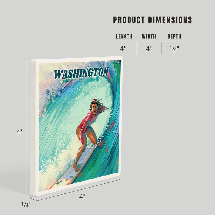 Washington, Vitamin Sea, Coastal Series, Surfer Girl, Coasters Coasters Lantern Press