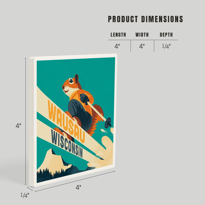 Wassau, Wisconsin, Ski Squirrel, Coasters Coasters Lantern Press