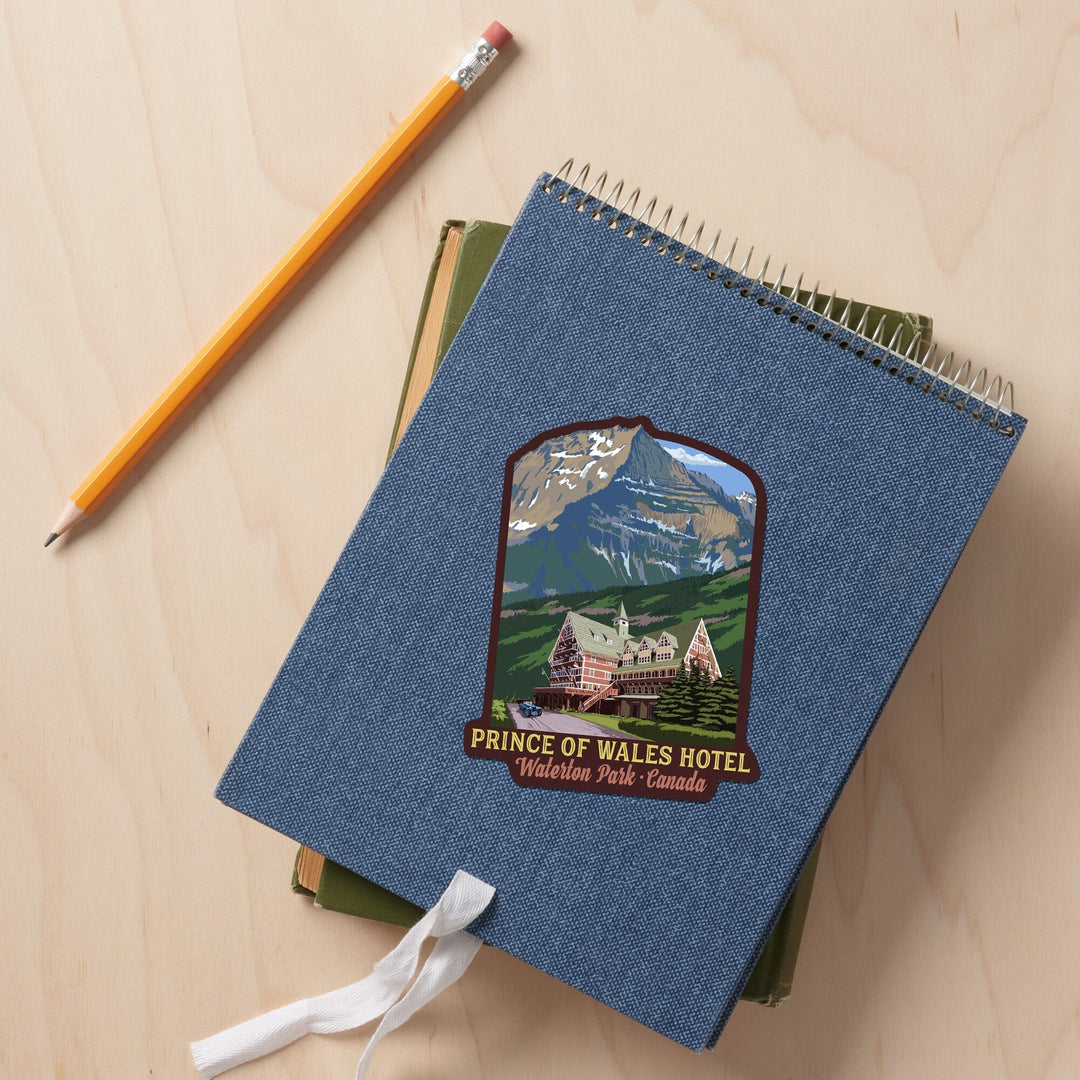 Waterton National Park, Canada, Prince of Wales Hotel, Contour, Vinyl Sticker Sticker Lantern Press