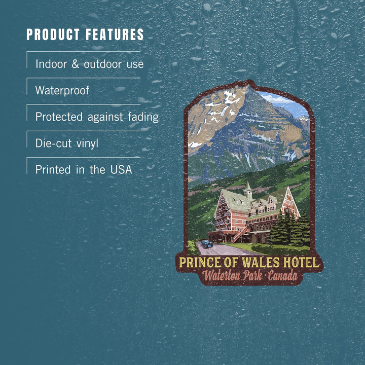 Waterton National Park, Canada, Prince of Wales Hotel, Contour, Vinyl Sticker Sticker Lantern Press