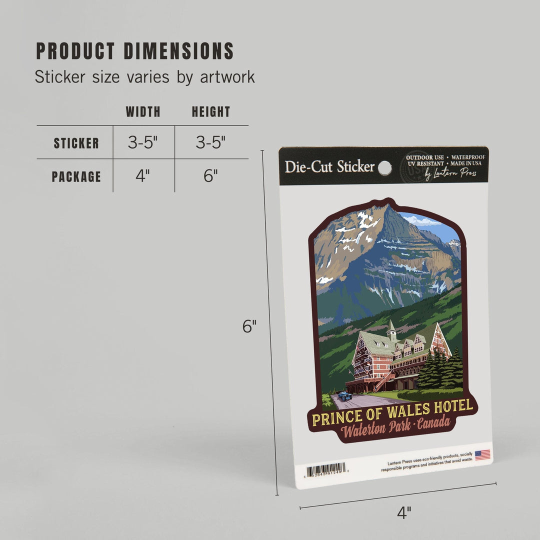 Waterton National Park, Canada, Prince of Wales Hotel, Contour, Vinyl Sticker Sticker Lantern Press