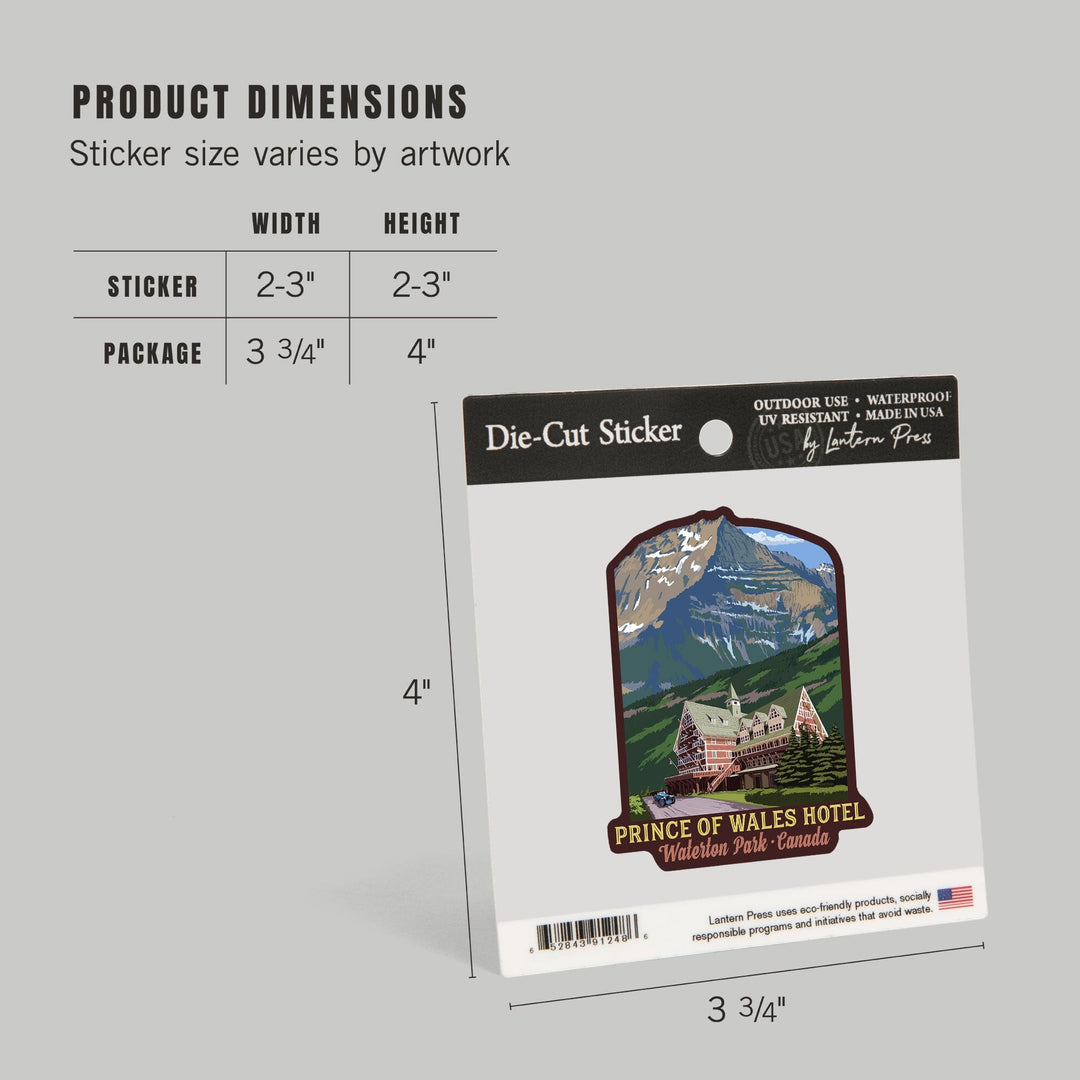 Waterton National Park, Canada, Prince of Wales Hotel, Contour, Vinyl Sticker Sticker Lantern Press