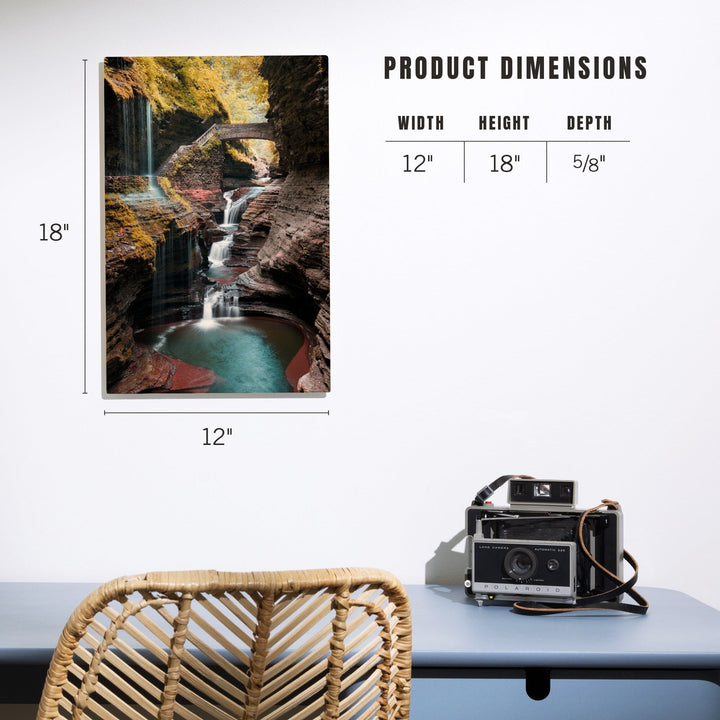 Watkins Glen State Park, New York, Waterfall Scene, Lantern Press Photography, Wood Signs and Postcards Wood Lantern Press
