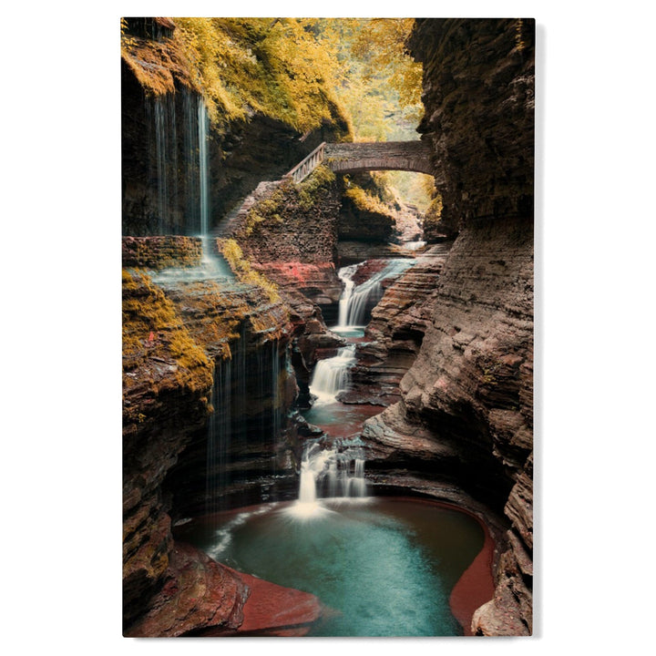 Watkins Glen State Park, New York, Waterfall Scene, Lantern Press Photography, Wood Signs and Postcards Wood Lantern Press