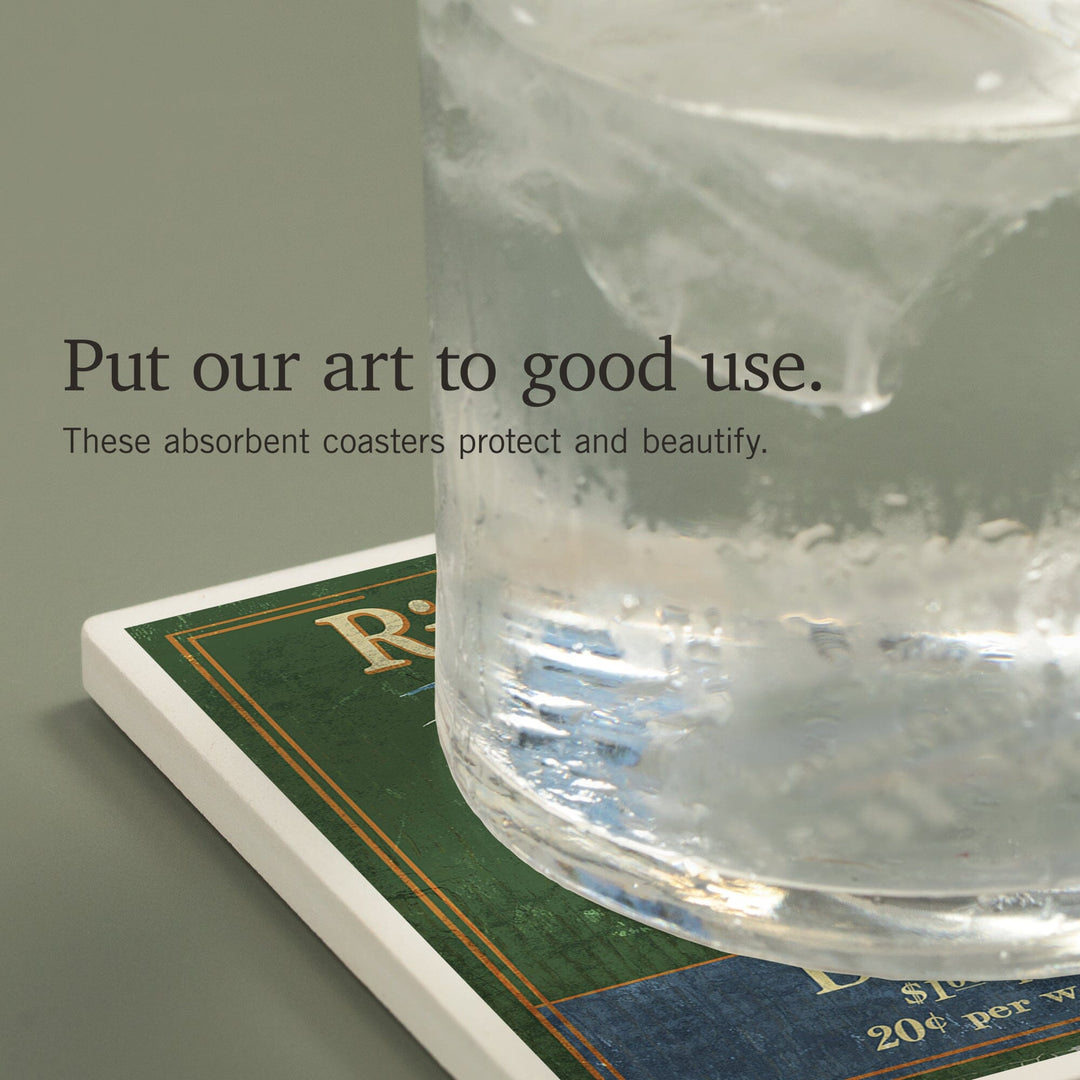 West Seattle, Ferry Vintage Sign, Coasters Coasters Lantern Press