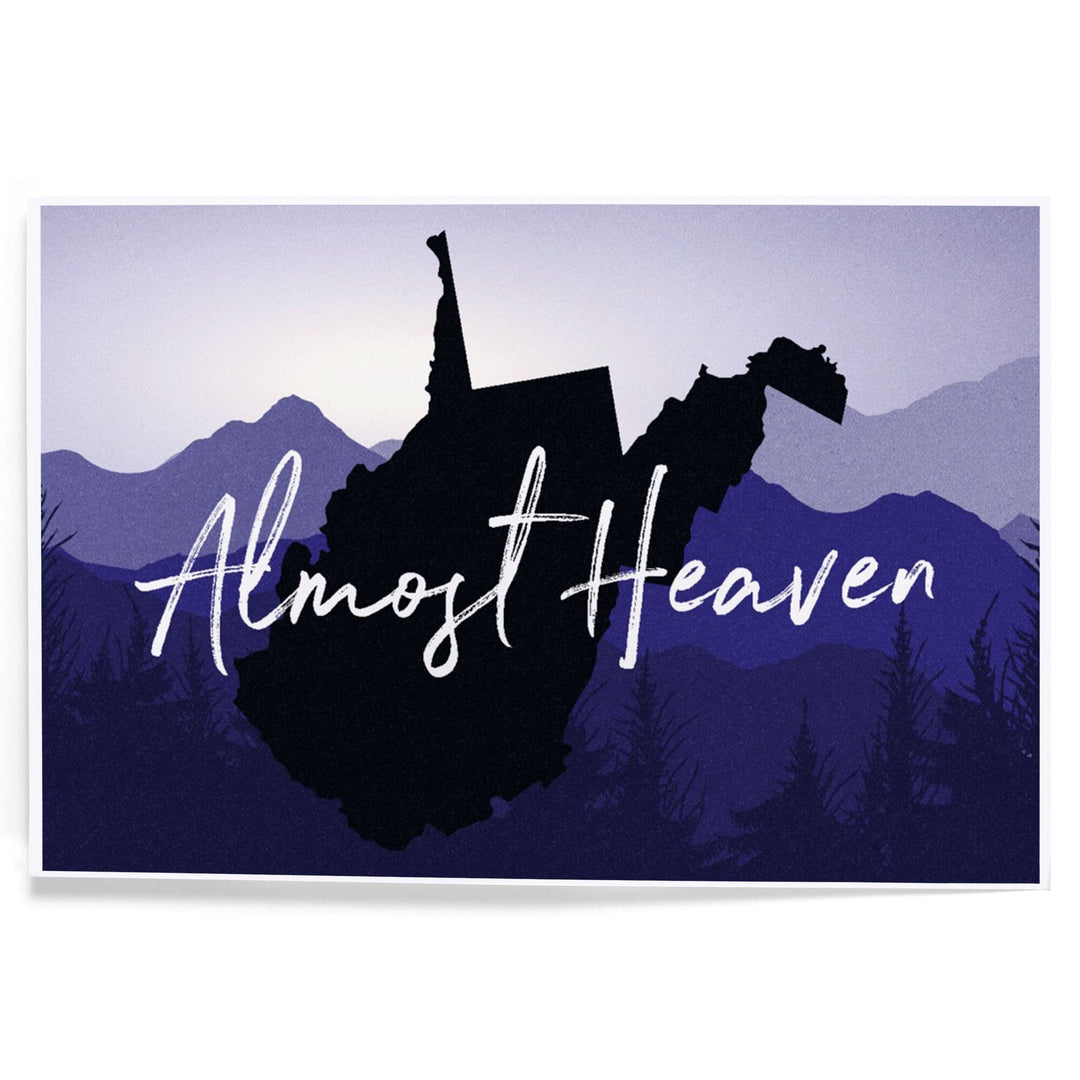 West Virginia, Almost Heaven, State Silhouette and Mountains, Art & Giclee Prints Art Lantern Press