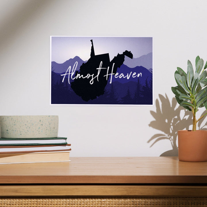West Virginia, Almost Heaven, State Silhouette and Mountains, Art & Giclee Prints Art Lantern Press