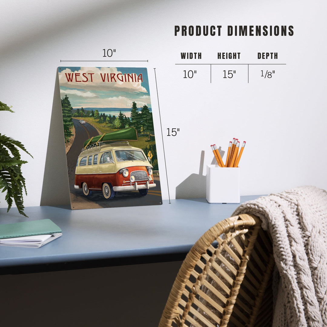 West Virginia, Camper Van, Lantern Press Artwork, Wood Signs and Postcards Wood Lantern Press