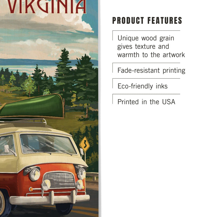 West Virginia, Camper Van, Lantern Press Artwork, Wood Signs and Postcards Wood Lantern Press