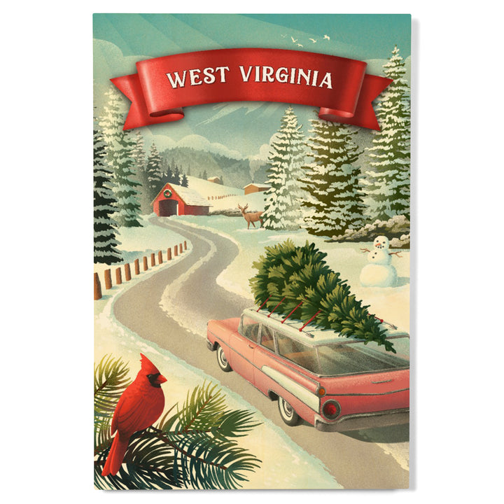 West Virginia, Christmas Holiday Tradition, Wood Signs and Postcards Wood Lantern Press