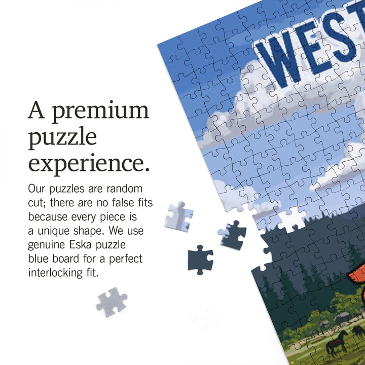 West Virginia, Signpost, Meadow, Jigsaw Puzzle Puzzle Lantern Press
