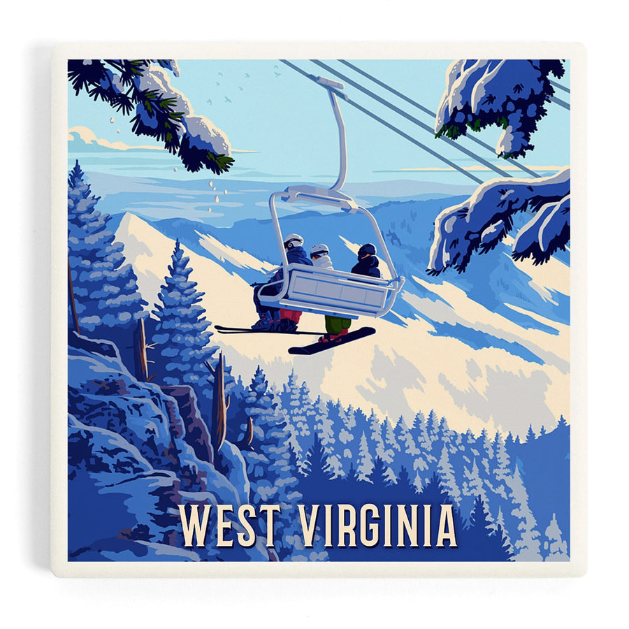 West Virginia, Ski Lift Above The Trees, Coasters Coasters Lantern Press