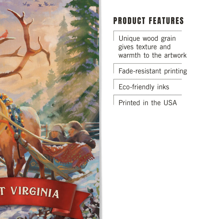 West Virginia, Sleigh Ride, Wood Signs and Postcards Wood Lantern Press