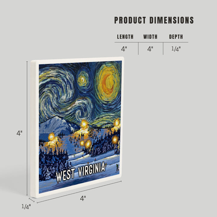 West Virginia, Starry Night, Ski, Coasters Coasters Lantern Press