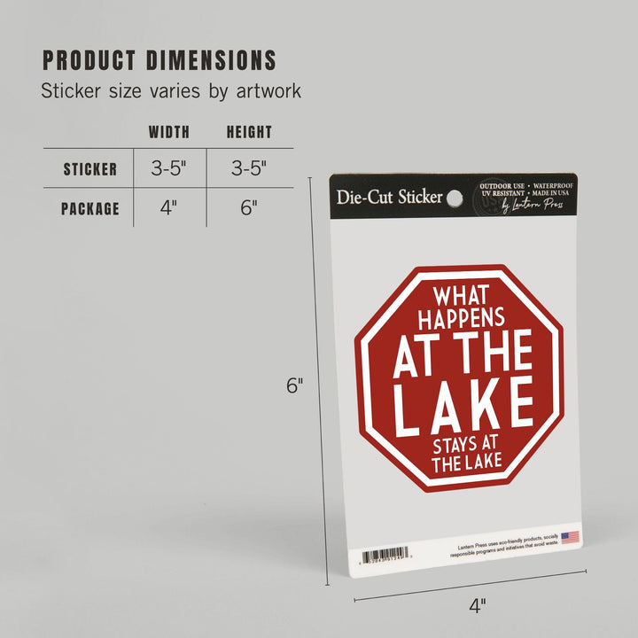 What Happens At The Lake (Red), Simply Said, Contour, Lantern Press Artwork, Vinyl Sticker Sticker Lantern Press
