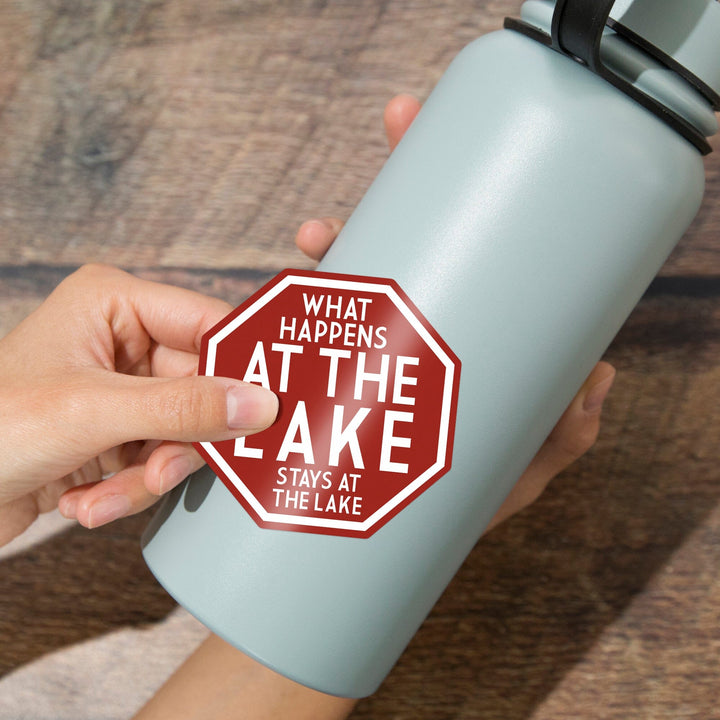 What Happens At The Lake (Red), Simply Said, Contour, Lantern Press Artwork, Vinyl Sticker Sticker Lantern Press