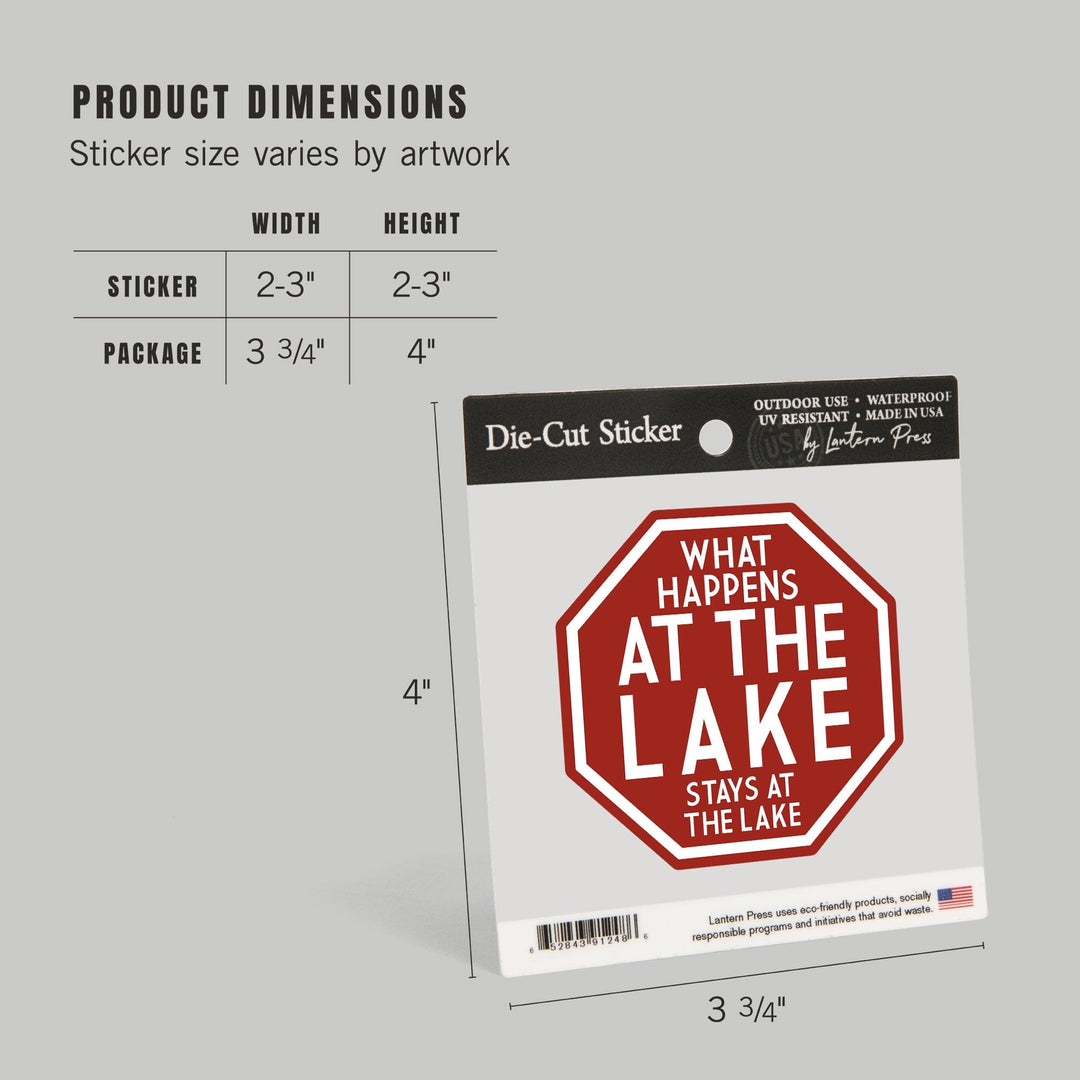 What Happens At The Lake (Red), Simply Said, Contour, Lantern Press Artwork, Vinyl Sticker Sticker Lantern Press