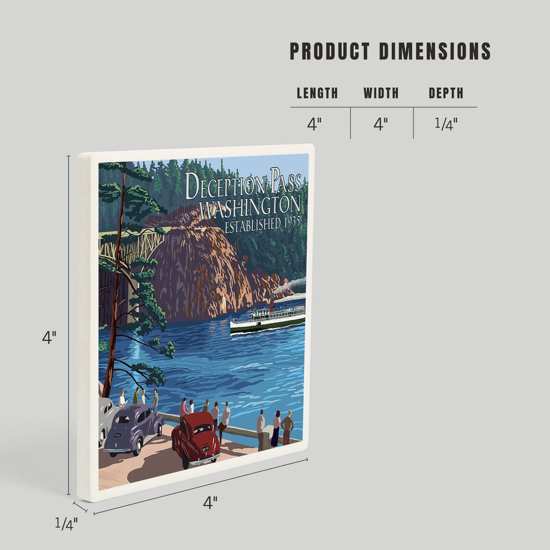 Whidbey Island, Washington, Deception Pass Bridge, Coasters Coasters Lantern Press