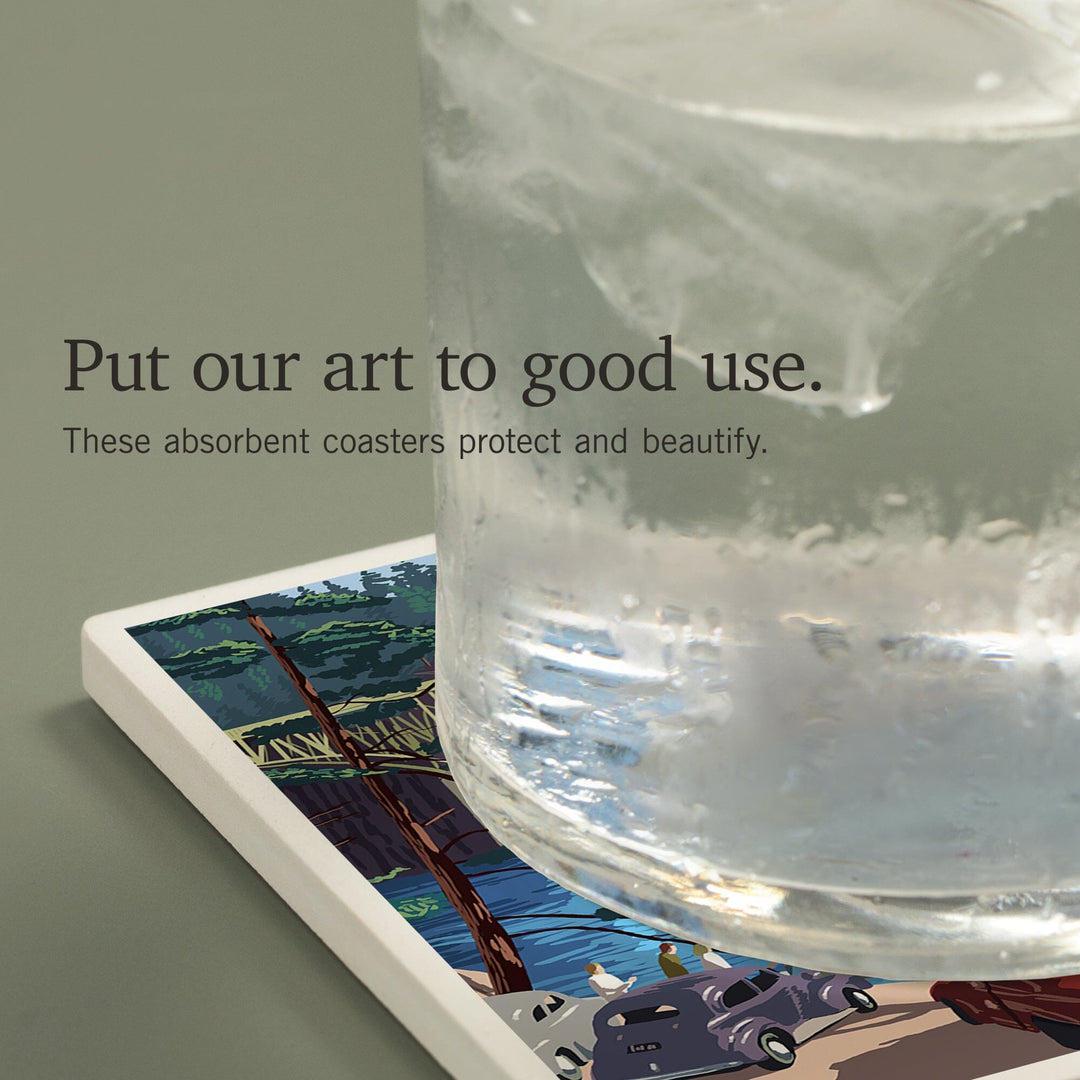 Whidbey Island, Washington, Deception Pass Bridge, Coasters Coasters Lantern Press