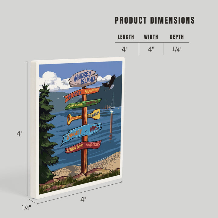 Whidbey Island, Washington, Destinations Sign, Coasters Coasters Lantern Press
