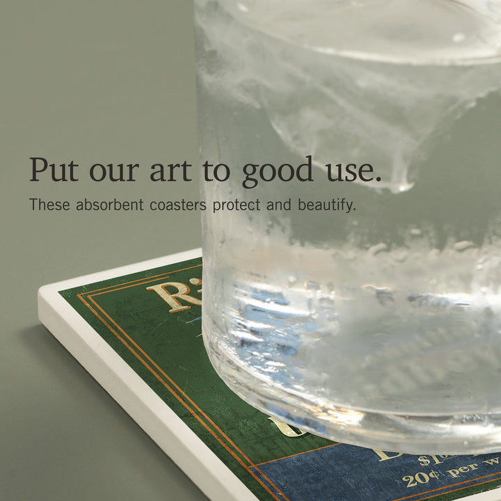 Whidbey Island, Washington, Ferry Vintage Sign, Coasters Coasters Lantern Press