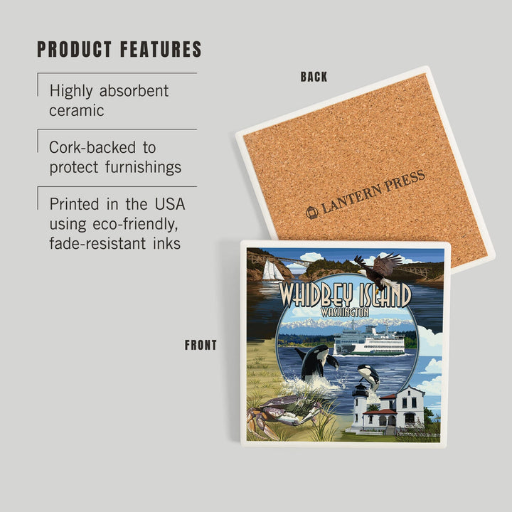 Whidbey Island, Washington, Montage Scenes, Coasters Coasters Lantern Press