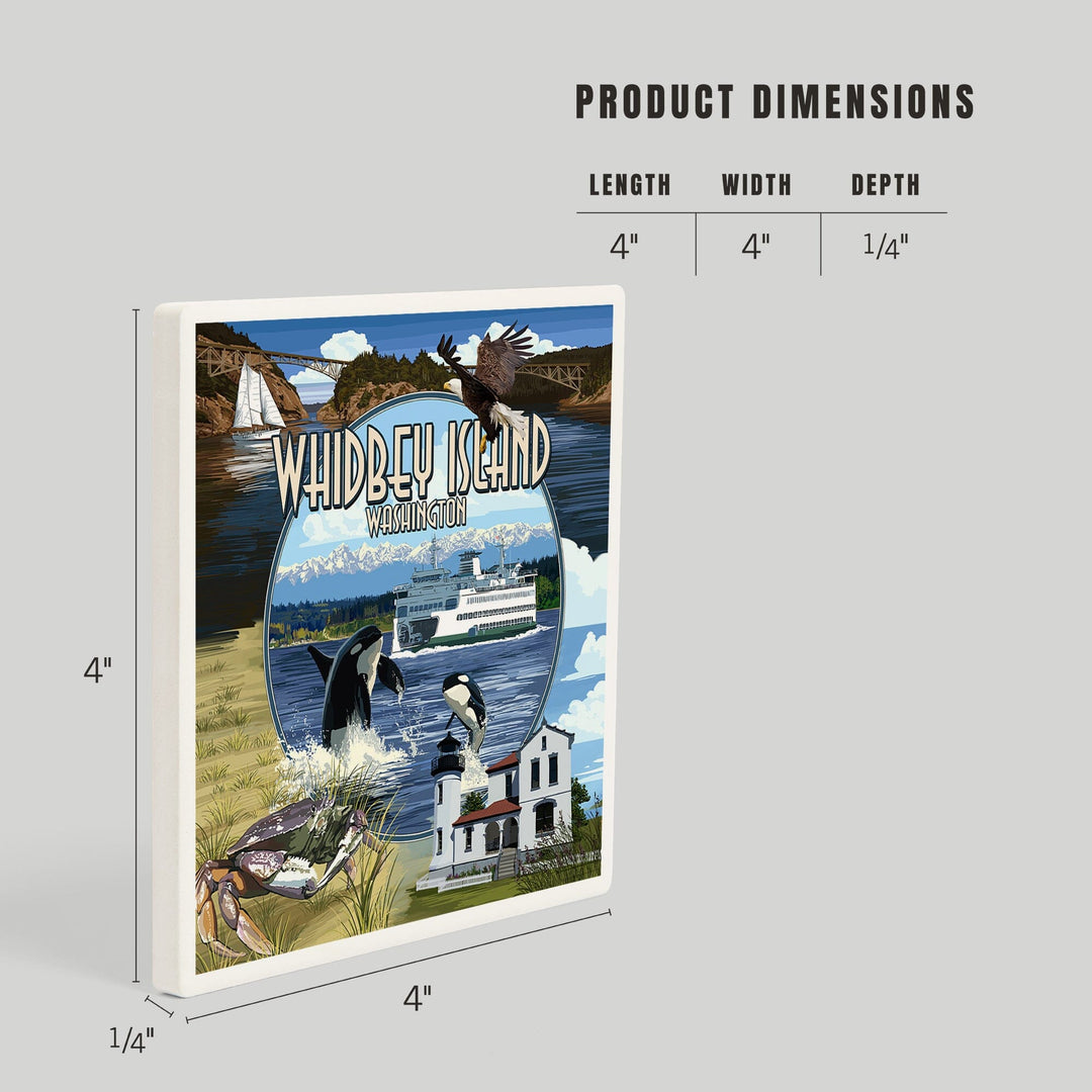 Whidbey Island, Washington, Montage Scenes, Coasters Coasters Lantern Press