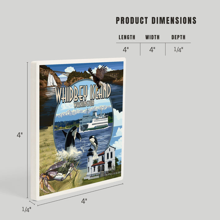 Whidbey Island, Washington, Montage Scenes, Coasters Coasters Lantern Press