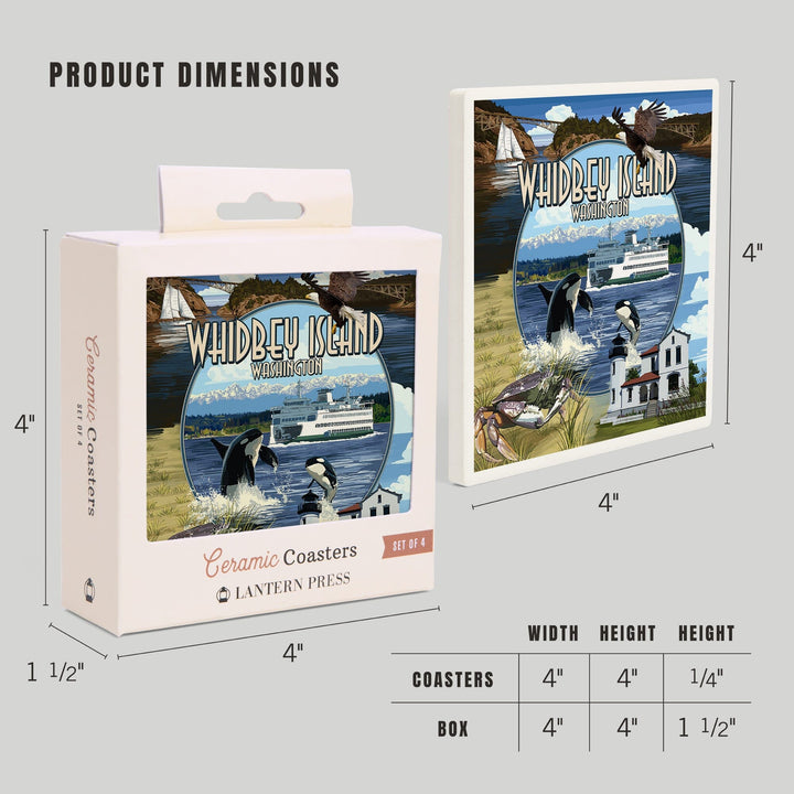 Whidbey Island, Washington, Montage Scenes, Coasters Coasters Lantern Press