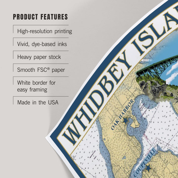 Whidbey Island, Washington, Nautical Chart, Art & Giclee Prints Art Lantern Press