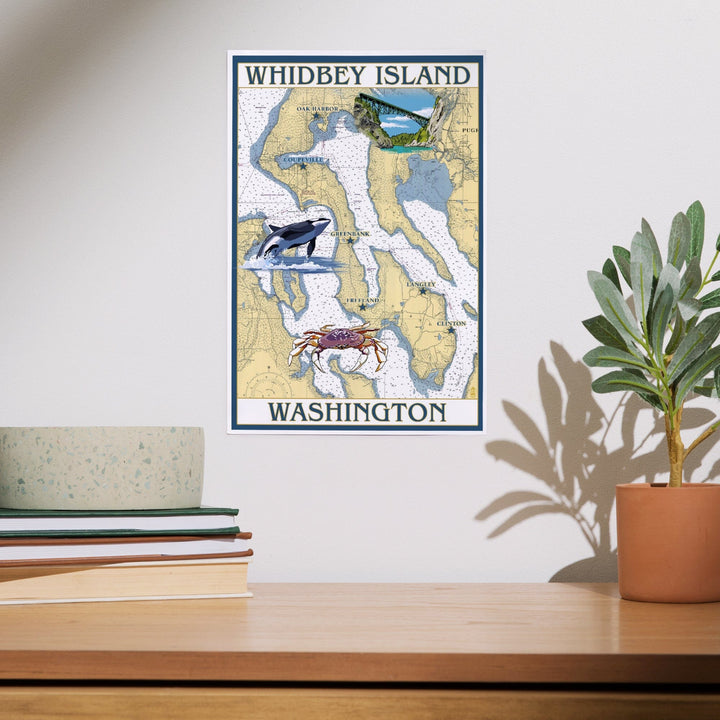 Whidbey Island, Washington, Nautical Chart, Art & Giclee Prints Art Lantern Press