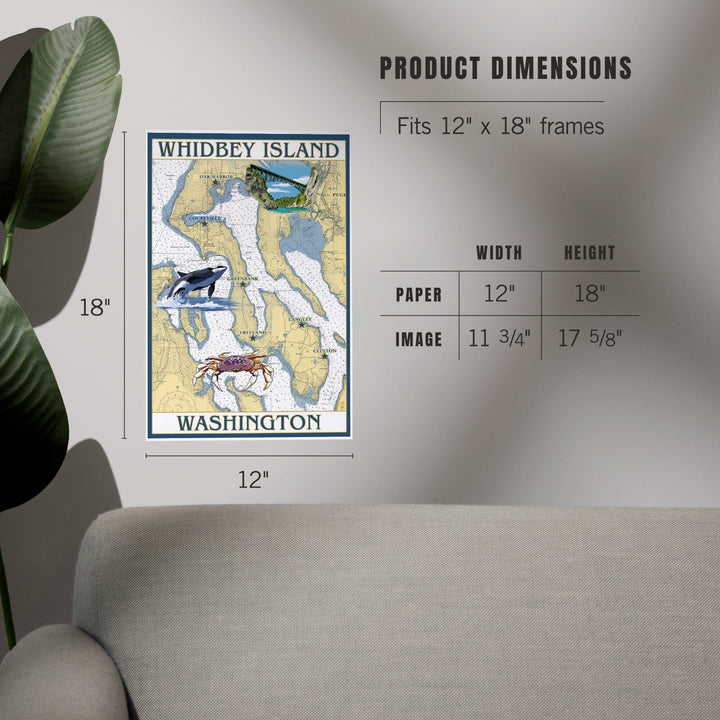 Whidbey Island, Washington, Nautical Chart, Art & Giclee Prints Art Lantern Press