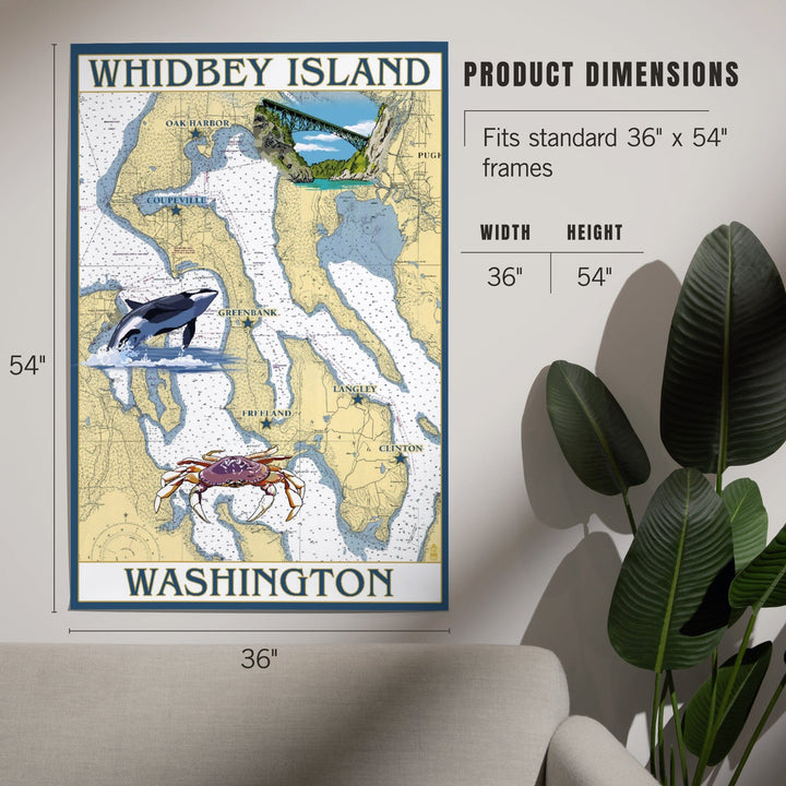 Whidbey Island, Washington, Nautical Chart, Art & Giclee Prints Art Lantern Press
