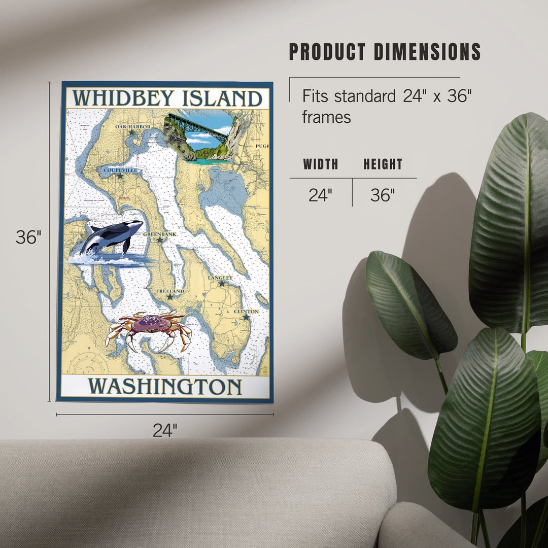 Whidbey Island, Washington, Nautical Chart, Art & Giclee Prints Art Lantern Press