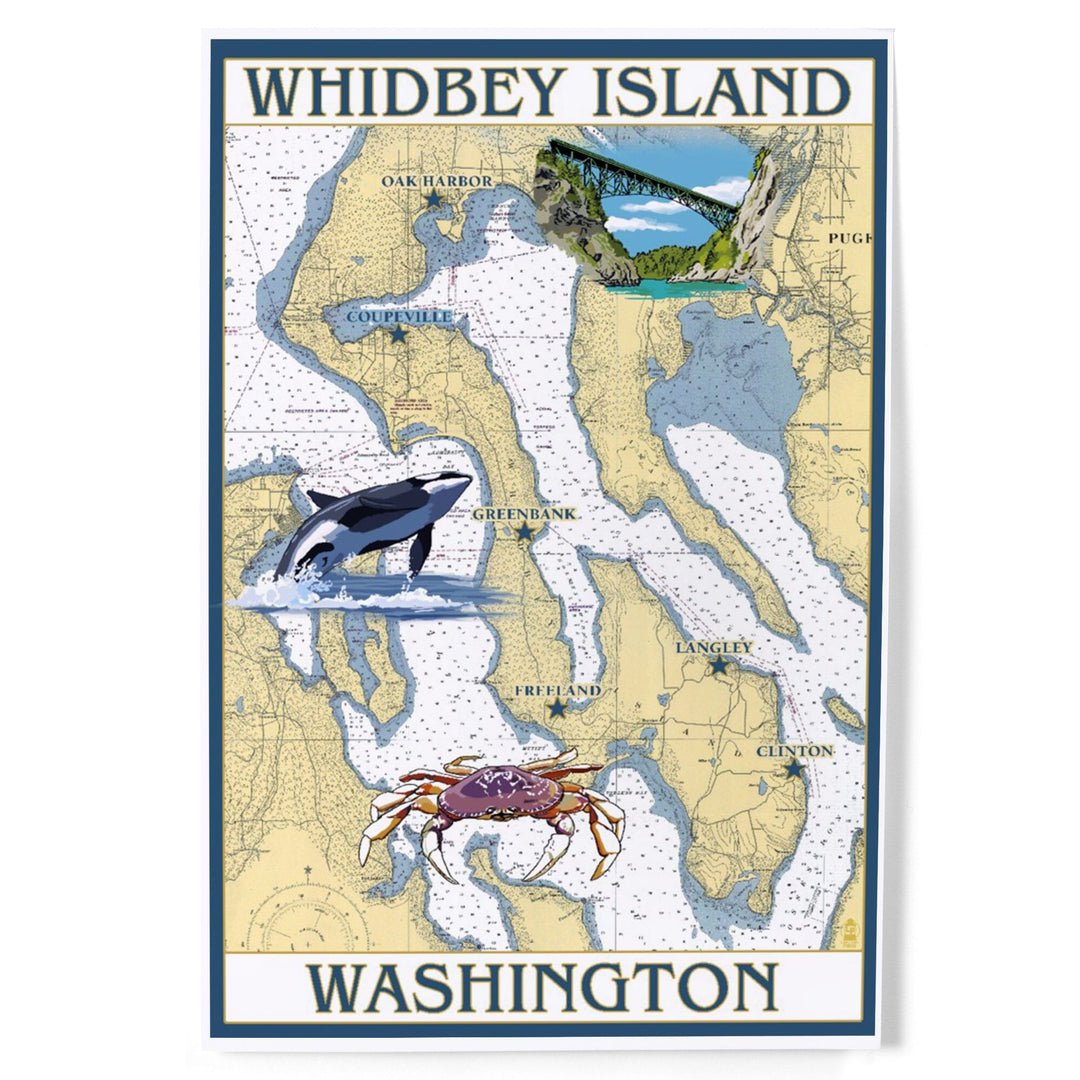 Whidbey Island, Washington, Nautical Chart, Art & Giclee Prints Art Lantern Press