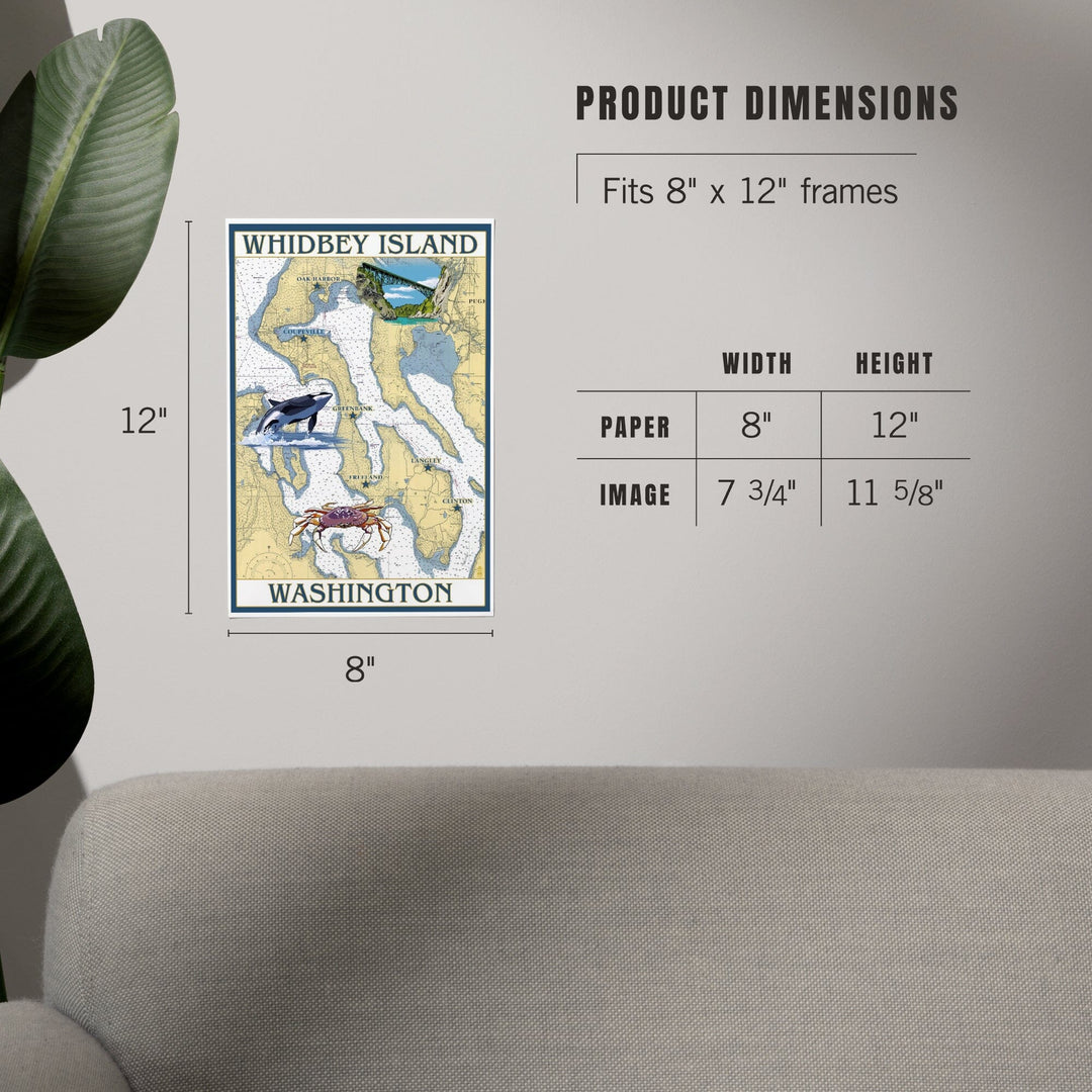 Whidbey Island, Washington, Nautical Chart, Art & Giclee Prints Art Lantern Press