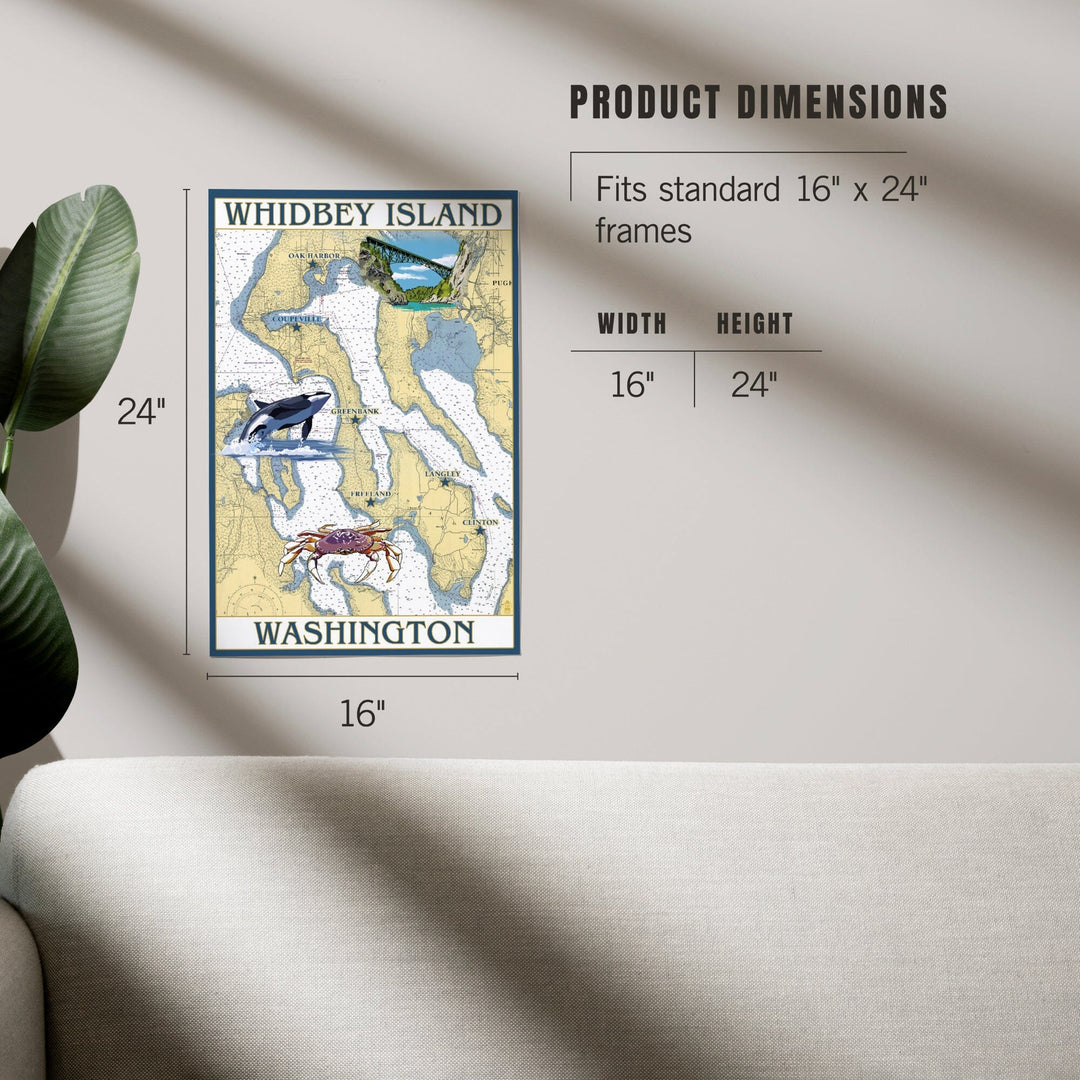 Whidbey Island, Washington, Nautical Chart, Art & Giclee Prints Art Lantern Press