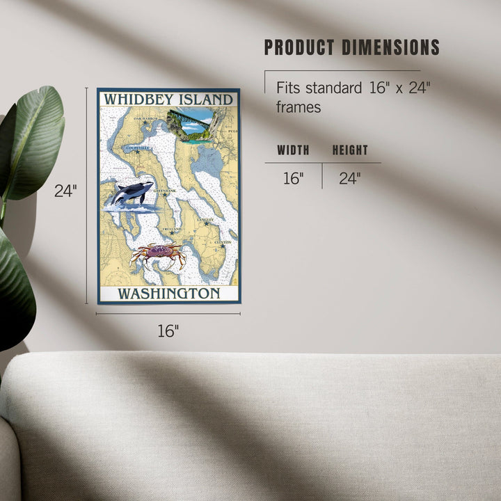 Whidbey Island, Washington, Nautical Chart, Art & Giclee Prints Art Lantern Press