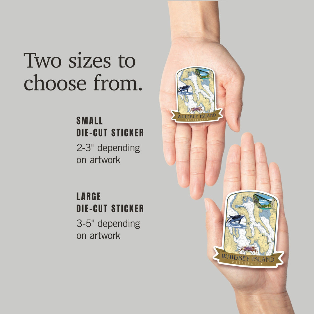 Whidbey Island, Washington, Nautical Chart, Contour, Vinyl Sticker Sticker Lantern Press